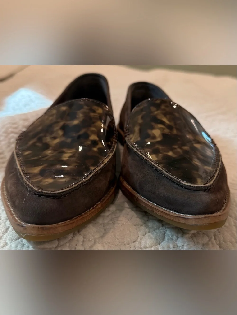 Sperry Seaport Tortoise Penny Loafers 9 Brown Patent Leather Preppy Flats